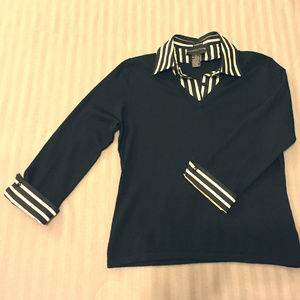 August Silk sweater with shirt collar